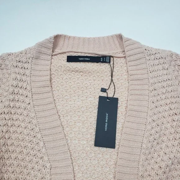 Vero Moda Open Front Cardigan Sweater Womens Small in Sepia Rose Cottagecore NWT - Picture 2 of 16